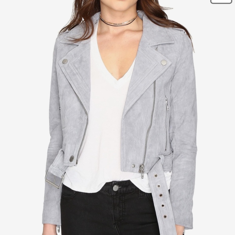 Blank NYC Suede Grey Moto Jacket NWT